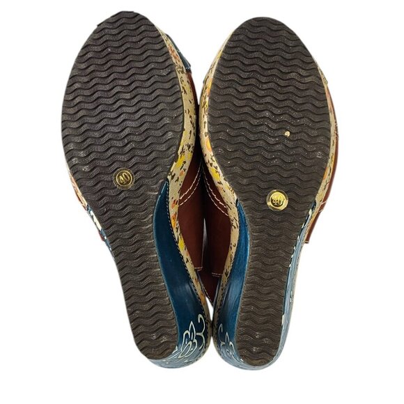 Spring Step L'artiste Womens Leather Floral Detailed Wedges, Sling Back, 40/US 9 - Picture 5 of 11